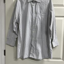 Joseph A Bank Travelers White Plaid Long Sleeve Button Up Shirt Sz 16 1/2 - 32 