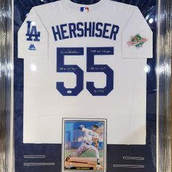 Dodgers Legend Orel Hershiser Signed, JSA-Certified, Deluxe-Framed Jersey 