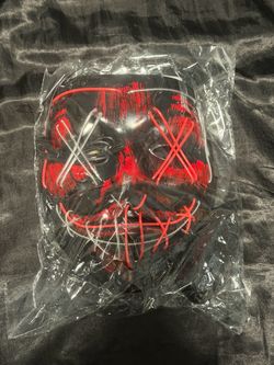 The Purge Black Halloween mask with red LED lights