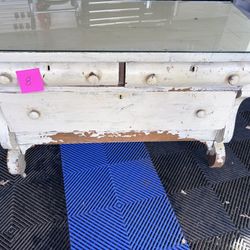 Vintage Farmhouse Low Dresser / Storage Chest – Glass Top