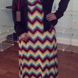 New Boutique Rainbow Chevron Maxi Skirt / Dress
