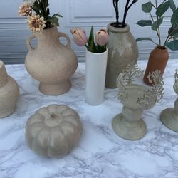 Home Decor Faux Flowers Vases And Candle Holders 