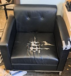 Black Pleather Chair with Chrome Base