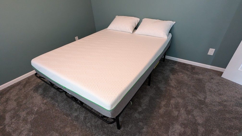 Queen Sized Mattress, Bedframe, And Pillows