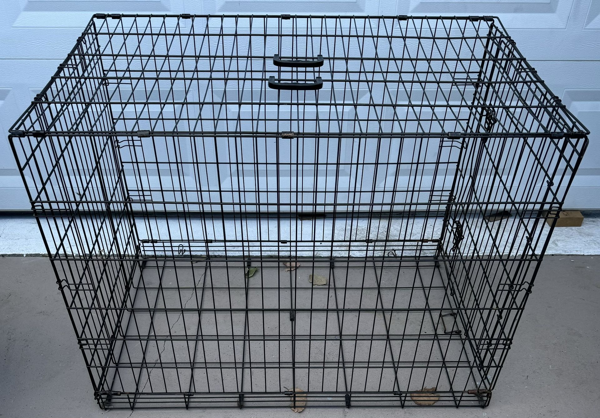 One LARGE Metal Folding DOG Kennel Cage CAT PET Carry Cage Kennel Pen and One MEDIUM Plastic Folding Carry Cage
