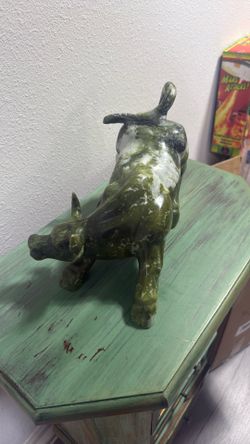 Antique Chinese Stone Jade Bull 11” Heavy 