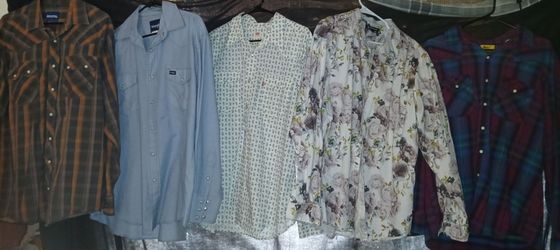 5 men's pearl snap button down shirts