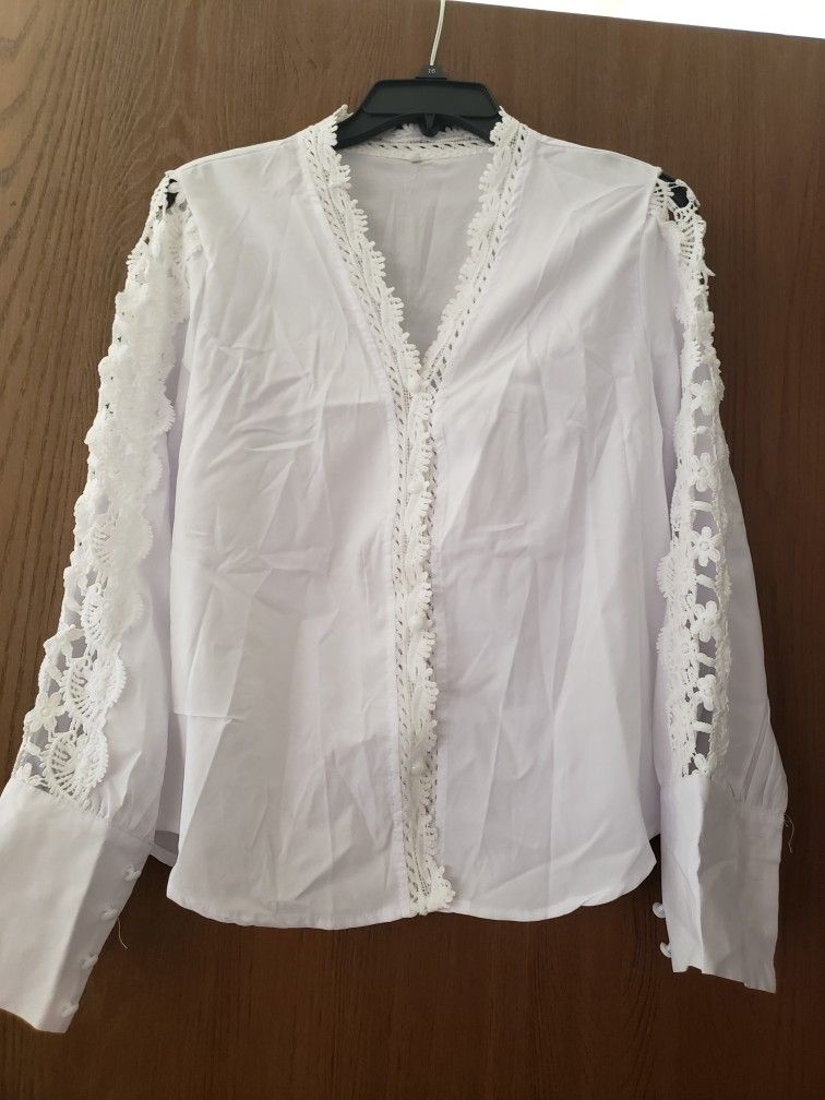 White Gorgeous Crochet Shirt