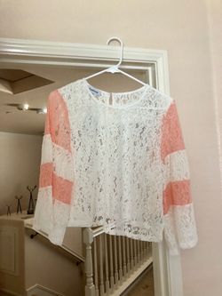 Bebe Colorblock Lace Top, size M