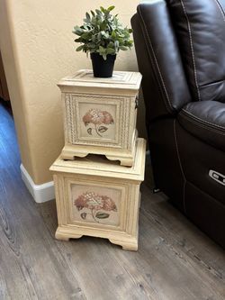 Wood decorative boxes 15”x14”. 12”x 11”
