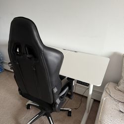 Like new Adjustable White Office Desk and good gaming chair🪑 