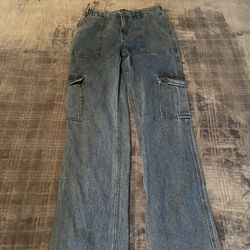 Fashion Nova Medium Wash Cargo Jean