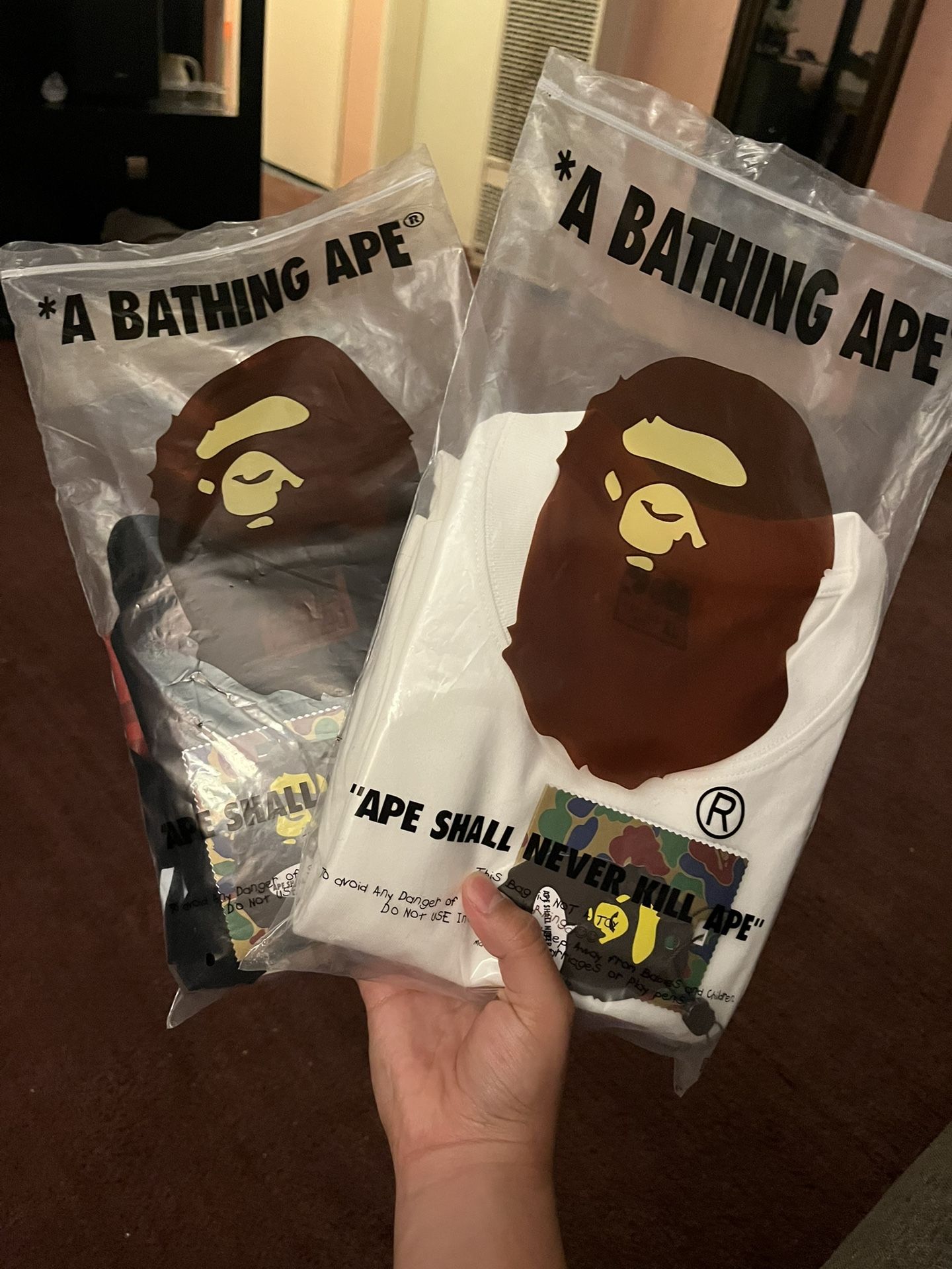 Black And White Burberry Collab Bape Tees