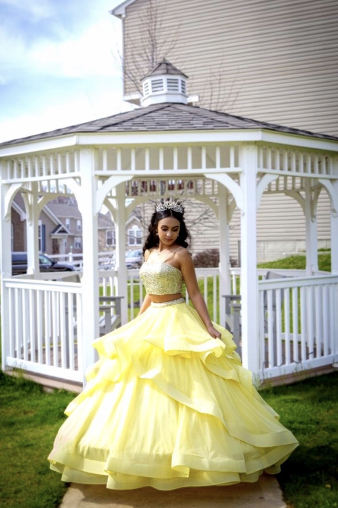 Yellow Skala Prom/ Quince Dress and Petticoat