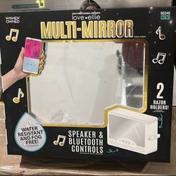New!!! Fogless Shower Mirror with Lights & Bluetooth Speaker, White Finish, Suction Cup Mount