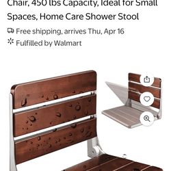 New Teak Wood Folding Wall Shower Chair