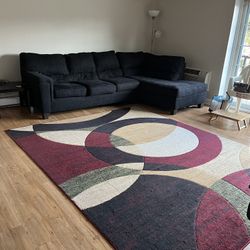 Black 3 Seater And Right Arm Sleeper Sofa