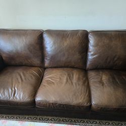Real Leather Couch Set - Must Go Fast!