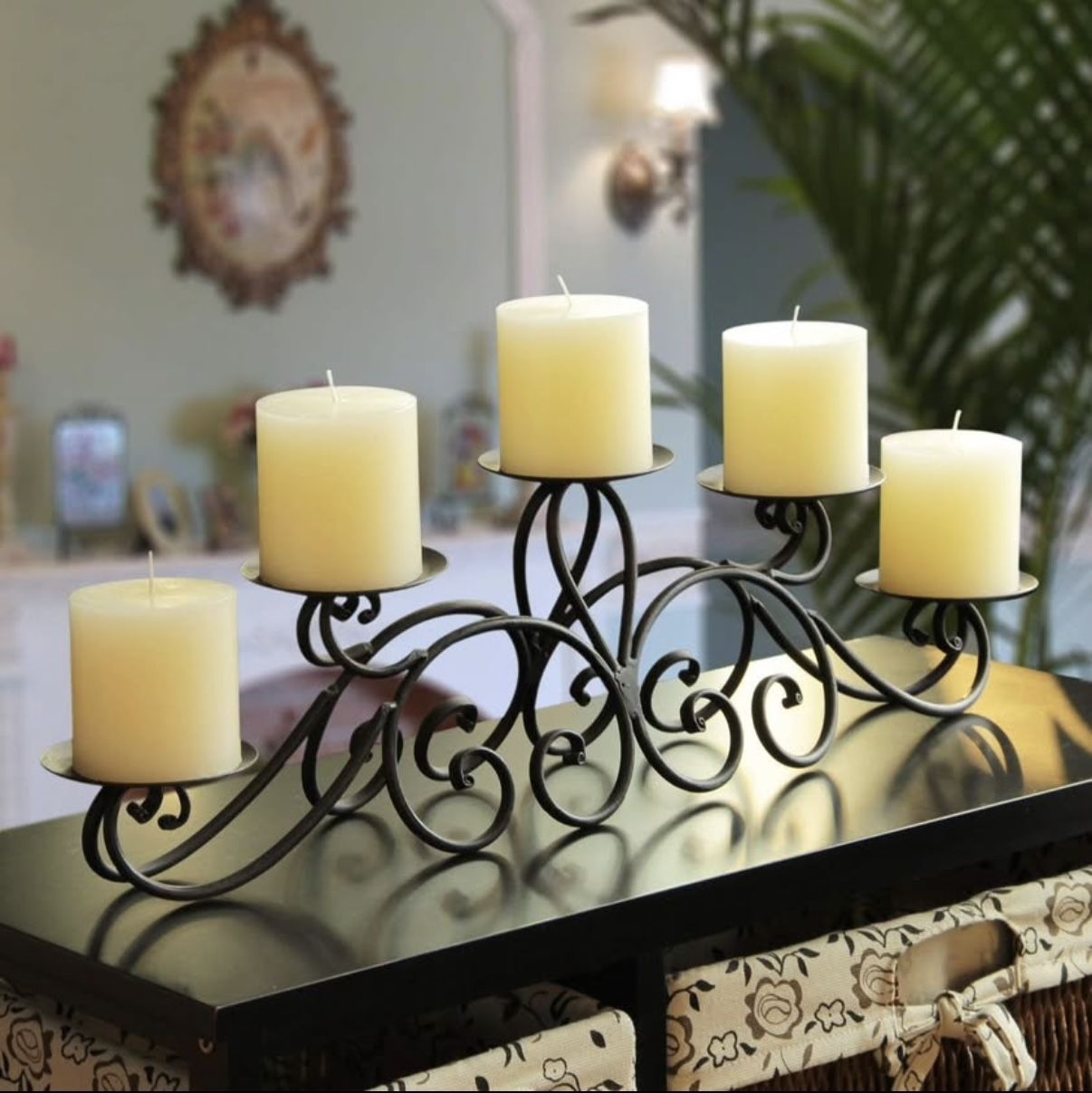 Iron Table Tealight Candle Holder Decor (5 Pillar)