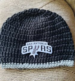 San Antonio Spurs NBA Beanie Hat Hand Crochet NWT One of a Kind