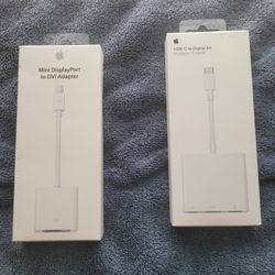 Apple Adapters - NEW - Unopened Mini DisplayPort To DVI, And USB-C To Multiport Digital Adapters