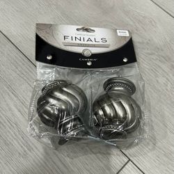 Cambria Premier Twist Ball Finials – Graphite (Set of 2) for Drapery Curtain Rods 