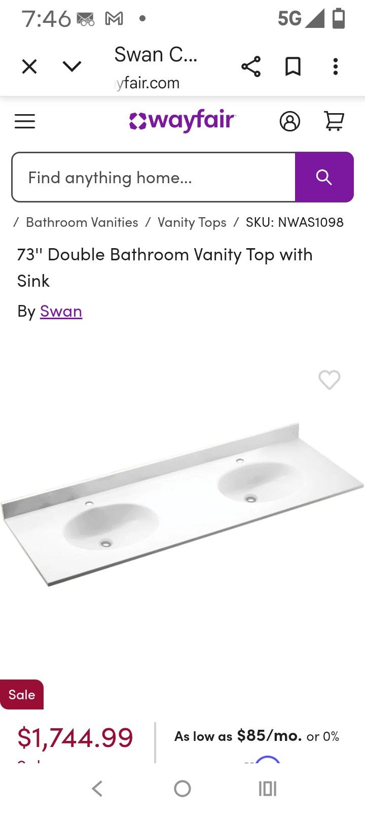White Brand New Vanity