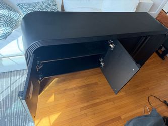 Black Media Console with Cabinet Doors