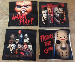 New set of 4 horror decor pillow case covers. Sold  as set