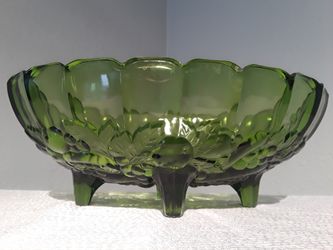 Vintage Indiana Glass Green Large Fruit Bowl