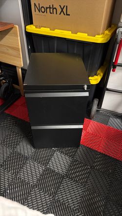 Black Metal 2-Drawer Pedestal File Cabinet
