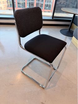 Design within Reach MCM Knoll Studios Cesta Charcoal Upholstered Cantilever Bar Stool w/Chrome Frame