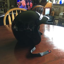 Black open Face Motorcycle Helmet With Snap On Visor