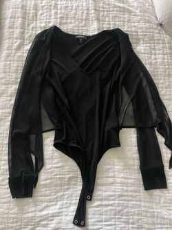 Express Black Mesh Sleeve Bodysuit Size Small