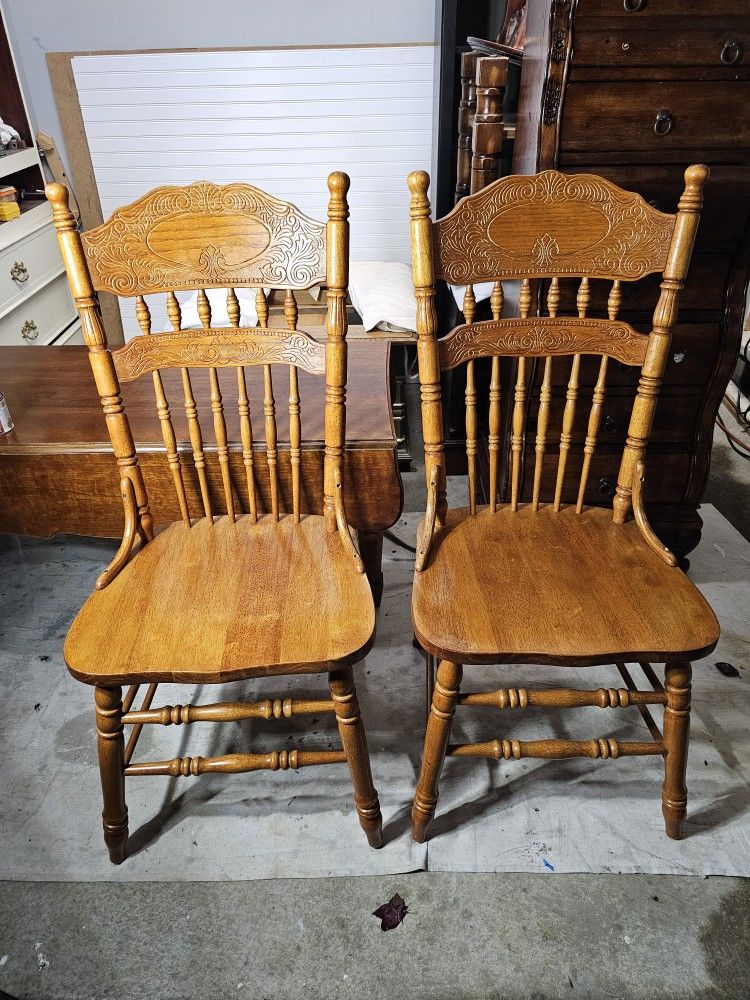 Solid Wood Chairs $ 25 For Both