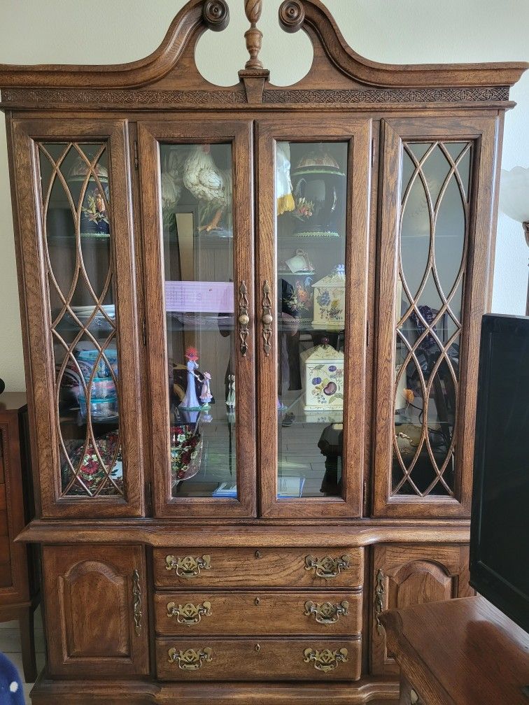 Dining Cabinet And Dining Table And Clock