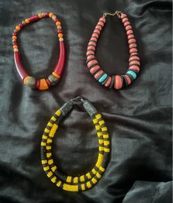Set of 3 Statement Beaded Necklaces