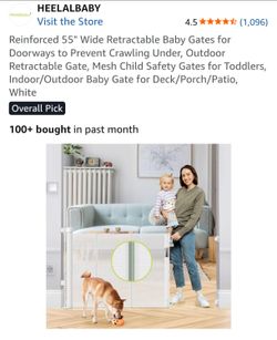 55" Wide Retractable Baby Gate