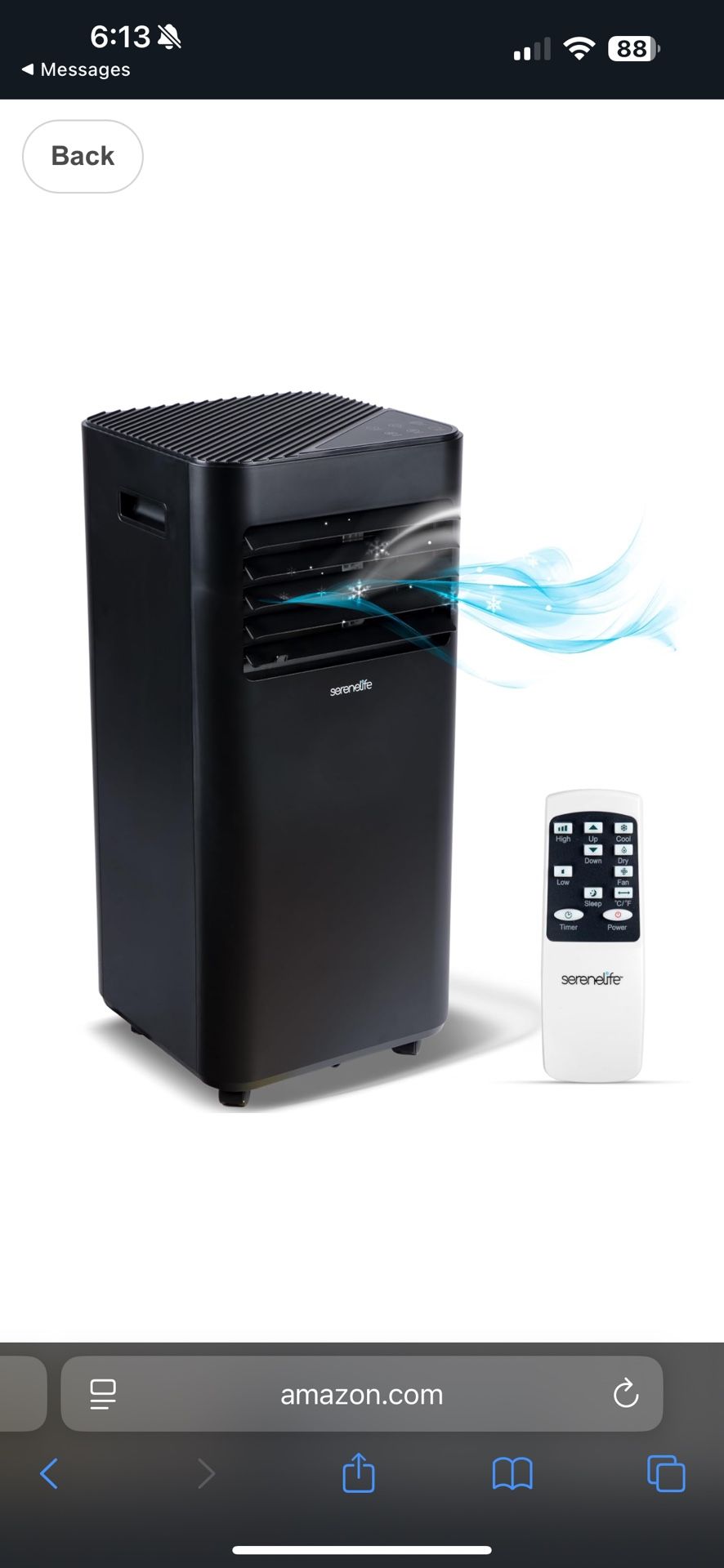 SereneLife SLPAC19B Portable 10000 BTU-3-in-1 Compact Standing Air Conditioner for Room Up to 320 Sq. Ft. -Floor AC Unit with Remote Control-Universal