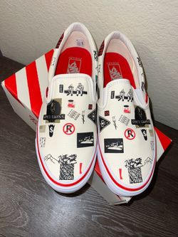 FUGAZI X VANS Men’s Slip-On Low Top Sneakers Graphic Logo Print Size 10.5