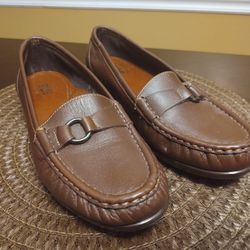 SAS Women's Leather Loafers Brown Size 8W