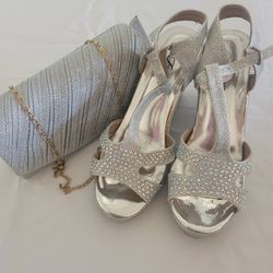 Silver Sandal With Silver Bag 