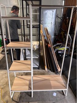 Shelves w clothing rack