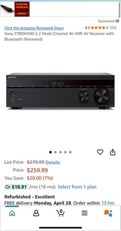 Sony STRDH590 5.2 Multi-Channel 4k HDR AV Receiver with Bluetooth