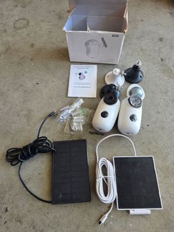 (2) solar powered digital video cameras security rechargeable