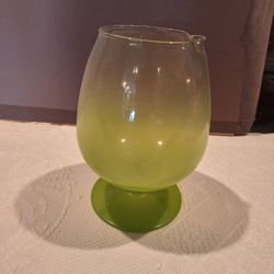 Vintage Green Glass Footed Pitcher