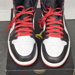 Nike Air Jordan 1 Mid White Gym Red Black DQ8426-106 Men's Size 10.5 New