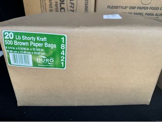 Duro Bag BROWN Paper Bags, Squat Standard-Duty, 20 lb., 8 1/4 x 13 3/8 500 Count