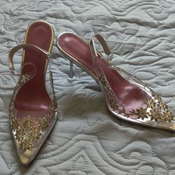 Gold and Clear Formal Heels