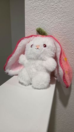Pink strawberry rabbit plush